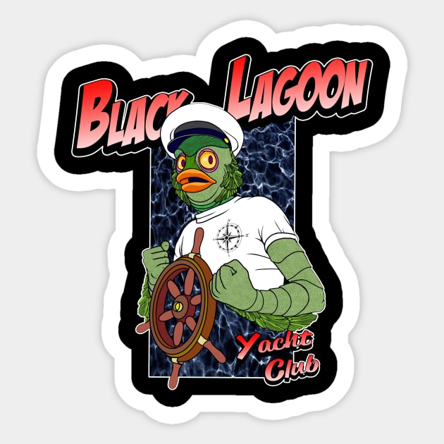 Black Lagoon Yacht Club Sticker by pencilnekarts